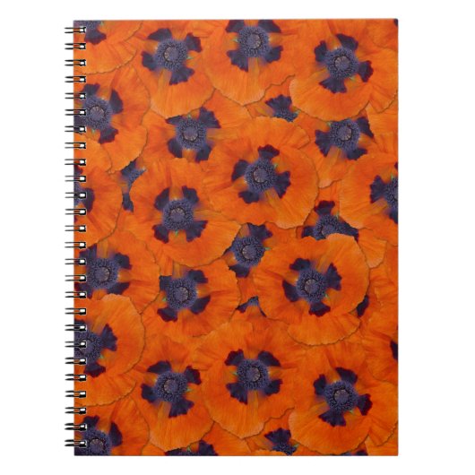 Scarlet Oranje Poppy Seamless Pattern Notitieboek (Voorkant)