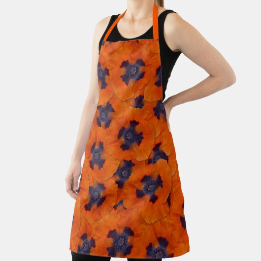 Scarlet Oranje Poppy Seamless Pattern Schort (Insitu)