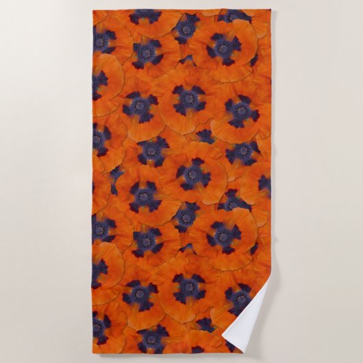 Scarlet Oranje Poppy Seamless Pattern Strandlaken (Voorkant)