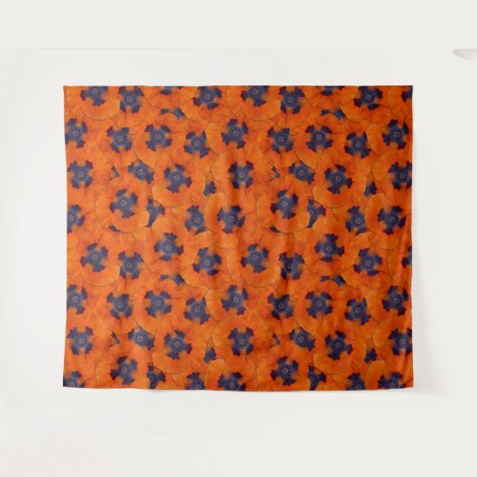 Scarlet Oranje Poppy Seamless Pattern Wandkleed (Voorkant (horizontaal))