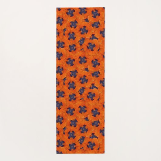 Scarlet Oranje Poppy Seamless Pattern Yogamat (Achterkant)