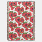 Scarlet Oriental Poppies on White Pattern Deken (Voorkant Verticaal)