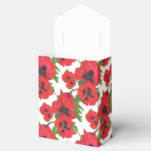 Scarlet Oriental Poppies Pattern on White Bedankdoosjes (Geopend)