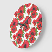 Scarlet Oriental Poppies Pattern on White Grote Klok (Hoek)