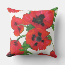 Scarlet Oriental Poppies Pattern on White