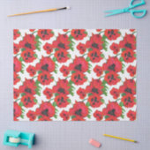 Scarlet Oriental Poppies Pattern on White Tissuepapier (Craft)