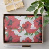 Scarlet Oriental Poppies Pattern on White Tissuepapier (Geschenk)