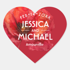 Scarlet Petal Elegance Hart Sticker