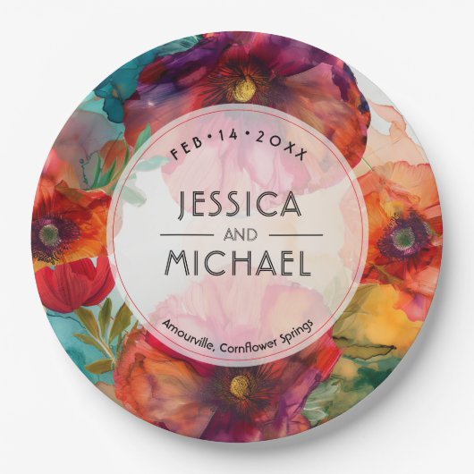 Scarlet Petal Elegance Papieren Bordje (Voorkant)