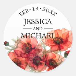 Scarlet Petal Elegance Ronde Sticker