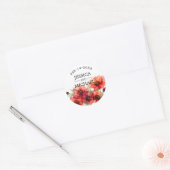Scarlet Petal Elegance Ronde Sticker (Envelop)