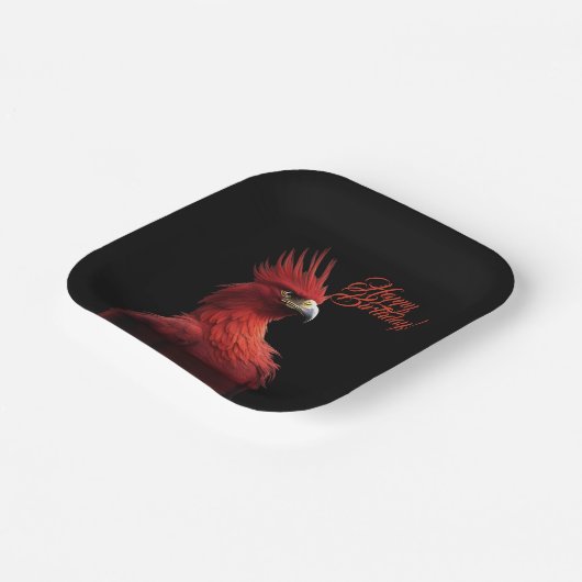 Scarlet Phoenix is trots op zijn verjaardag Papieren Bordje (Gebogen)