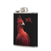 Scarlet Phoenix zit trots op monogram Heupfles (Links)