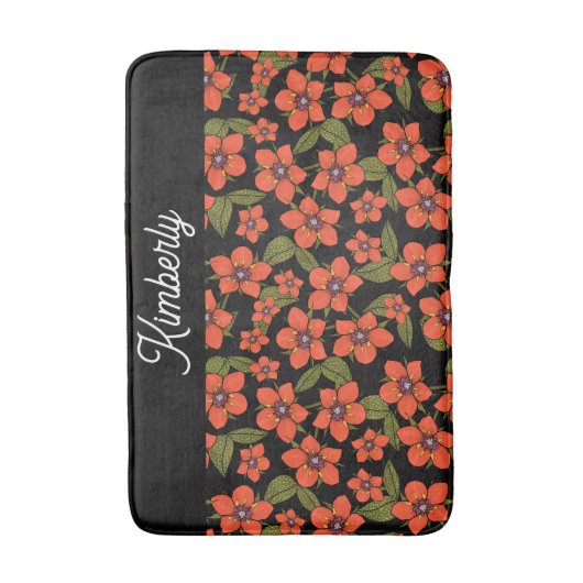 Scarlet Pimpernel Watercolor Monogram Badmat (Voorkant Verticaal)