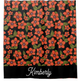 Scarlet Pimpernel Watercolor Monogram Douchegordijn