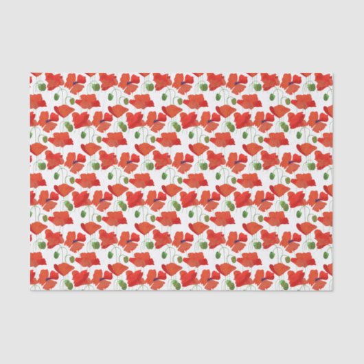 Scarlet Poppies Bloemenpatroon om aan te passen Tissuepapier (Voorkant)