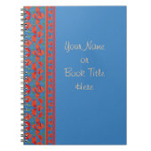 Scarlet Poppies Border op blauwe achtergrond Notitieboek (Voorkant)