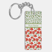 Scarlet Poppies en Poppy Buds Oblong Sleutelhanger (Voorkant Links)