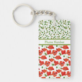 Scarlet Poppies en Poppy Buds Oblong Sleutelhanger