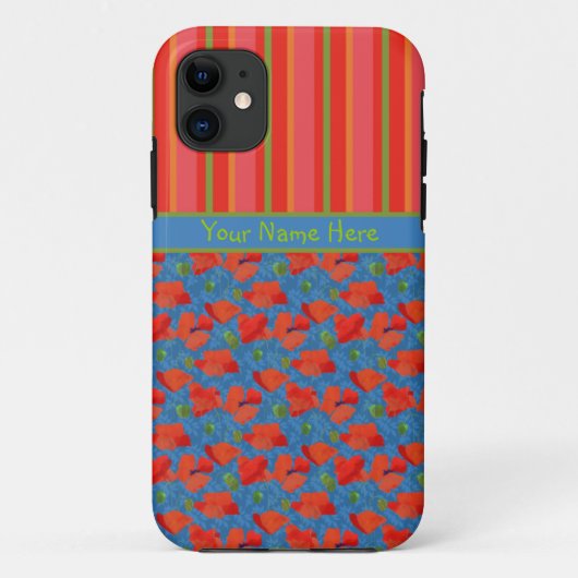 Scarlet Poppies en Stripes iPhone 5/5s Hoesje (Achterkant)