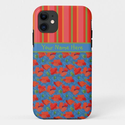 Scarlet Poppies en Stripes iPhone 5/5s Hoesje (Achterkant)