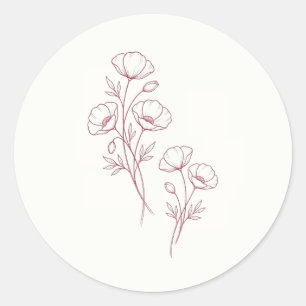 Scarlet Poppy Trouwsticker Ronde Sticker