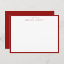 Scarlet Red "A Note from" Classic Border Note Kaar