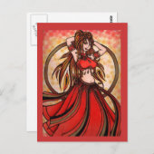 Scarlet red Belly Dancer Briefkaarten (Voorkant / Achterkant)