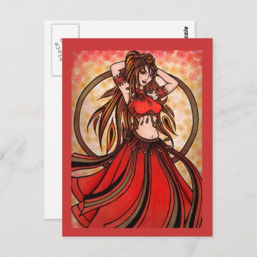 Scarlet red Belly Dancer Briefkaarten (Voorkant / Achterkant)