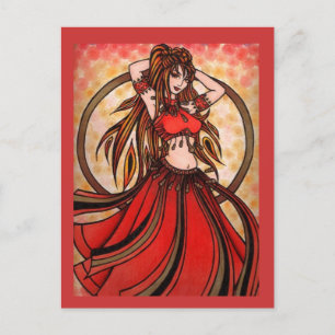 Scarlet red Belly Dancer Briefkaarten