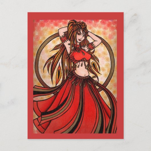 Scarlet red Belly Dancer Briefkaarten (Voorkant)