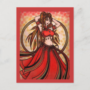 Scarlet red Belly Dancer Briefkaarten