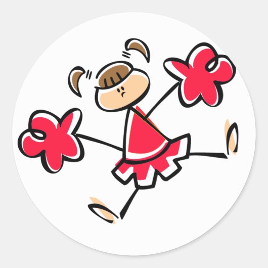 Scarlet Red Cheerleader Ronde Sticker (Voorkant)