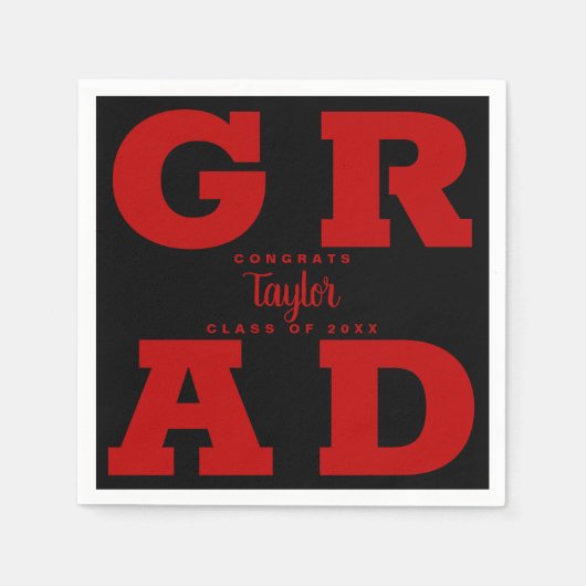 Scarlet Red en Black Afstuderen Servet (Voorkant)