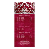 Scarlet Red Glimmer Damask Silver-rackkaart Reclamekaart (Voorkant)