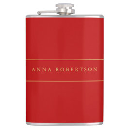 Scarlet Red Gold-kleuren Voeg naamscript toe Heupfles