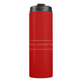 Scarlet Red Gold-kleuren Voeg naamscript toe Thermosbeker