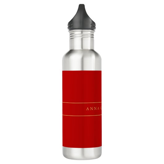 Scarlet Red Gold-kleuren Voeg naamscript toe Waterfles (Links)