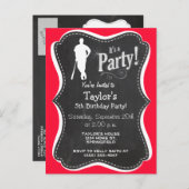 Scarlet Red Honkbal; Softbal Uitnodiging Briefkaart (Voorkant / Achterkant)