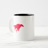 Scarlet Red Horse Racing Tweekleurige Koffiemok (Voorkant links)