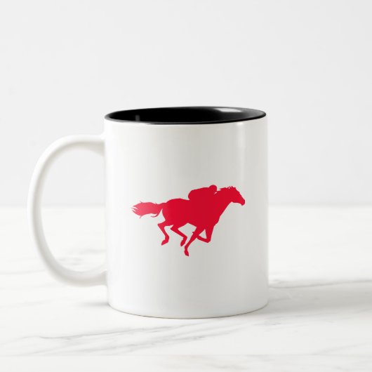 Scarlet Red Horse Racing Tweekleurige Koffiemok (Links)