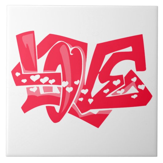 Scarlet Red Love Graffiti Tegeltje (Voorkant)