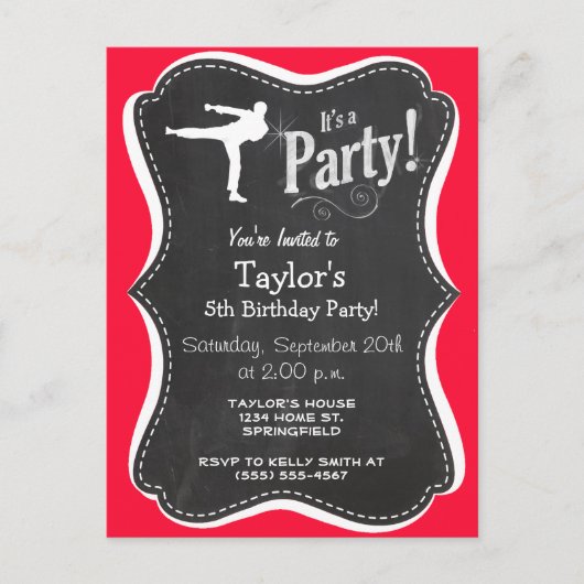 Scarlet Red Martial Art Uitnodiging Briefkaart (Voorkant)