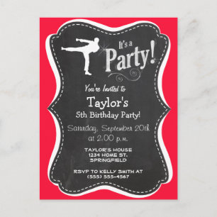 Scarlet Red Martial Arts Uitnodiging Briefkaart