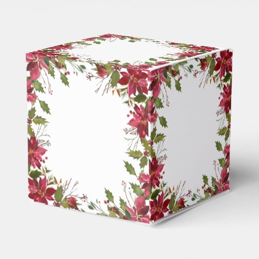 Scarlet Red Poinsettia Bloemenbruiloft Bedankdoosjes (Achterkant)