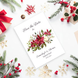 Scarlet Red Poinsettia Florals Save the Date
