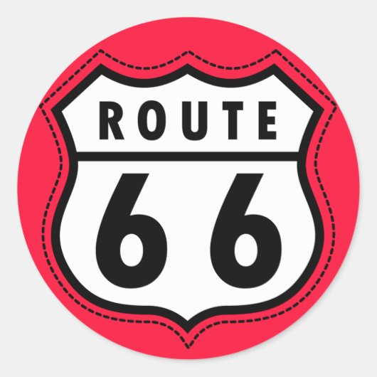 Scarlet Red Route 66 wegteken Ronde Sticker (Voorkant)