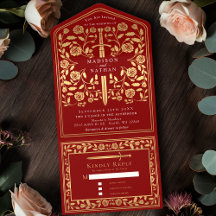 Scarlet Red Royal Middeleeuws Zwaard bruiloft