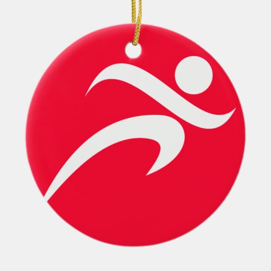 Scarlet Red Running Keramisch Ornament (Voorkant)