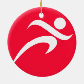 Scarlet Red Running Keramisch Ornament (Achterkant)